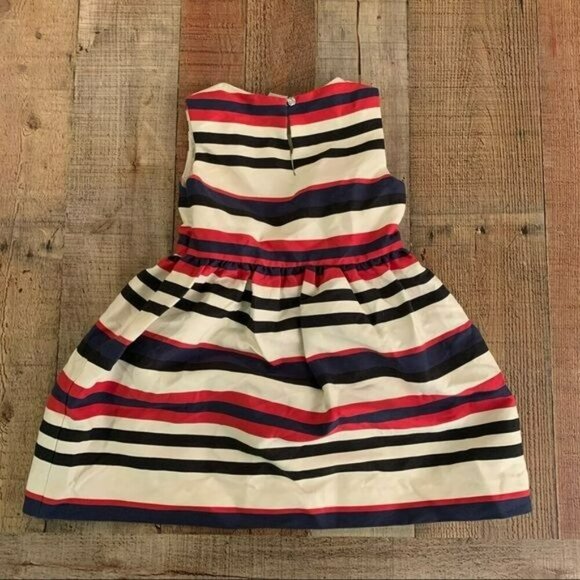 Crewcuts girls size 4 cream Red Blue Striped Sleeveless Dress - Picture 3 of 4